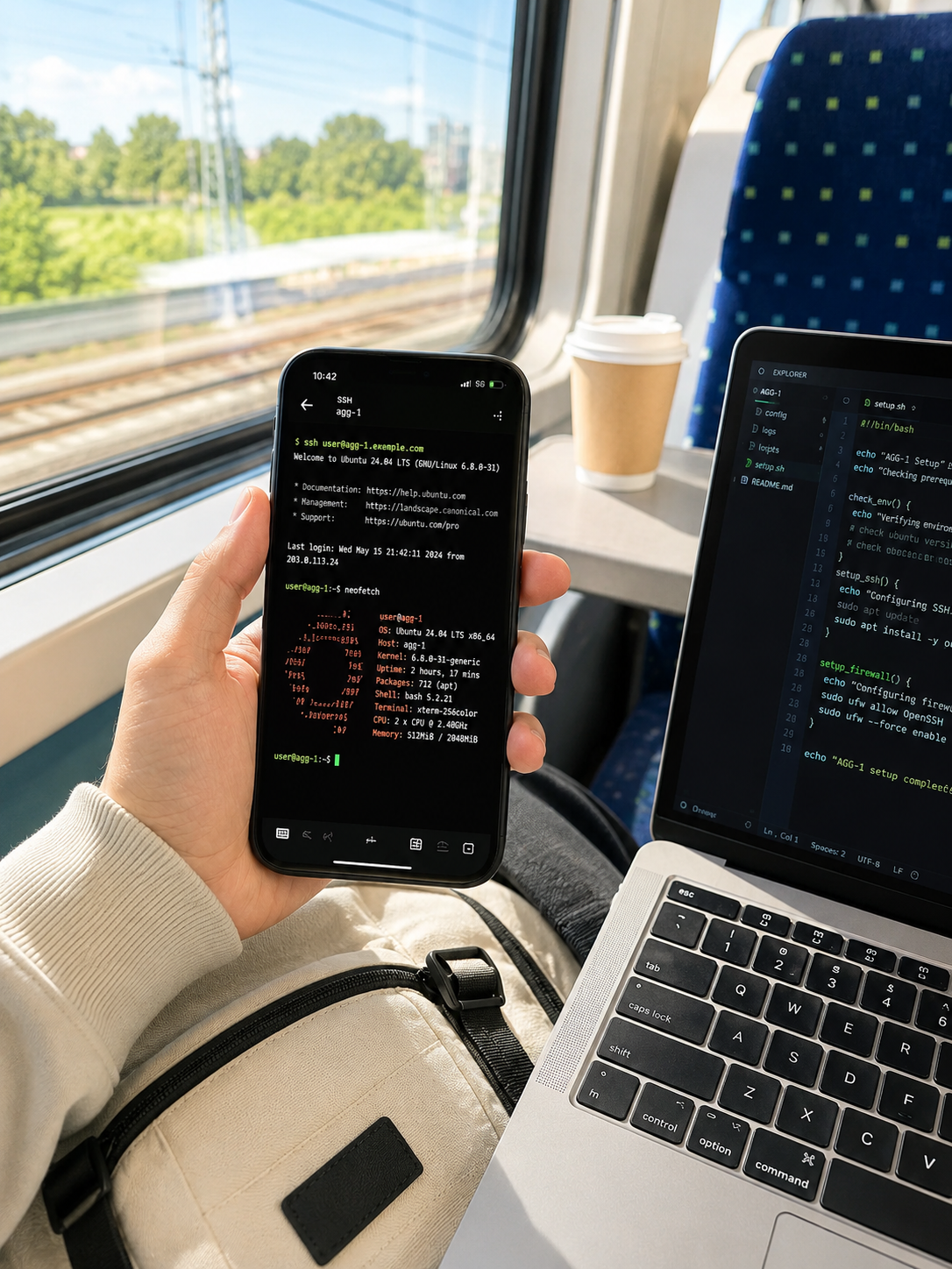 Following an AGG guide on a phone while travelling